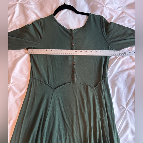 Free People FP Beach Daybreak Vintage Yoke Henley GREEN Maxi Dress LARGE BOHO - Picture 13 of 16